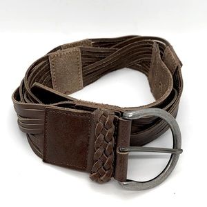 Promod 100% Vachetta Leather Italian Belt Brown Hippie Boho Casual Contemporary